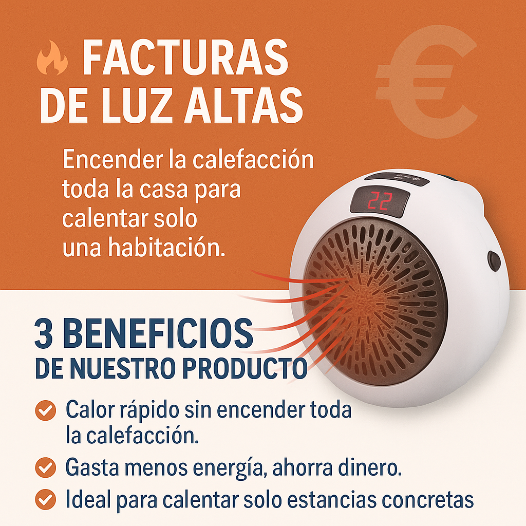 Calefactor Termocerámico Portátil | Ahorra en calefacción sin pasar frío