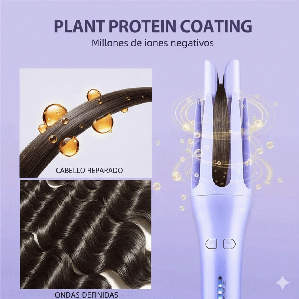 Resultados del rizador 3 en 1: rizos definidos, ondas suaves y alisado